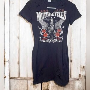❤️🎀 LIKE NEW Windsor Charcoal Motorcycle Graphic Mini Dress